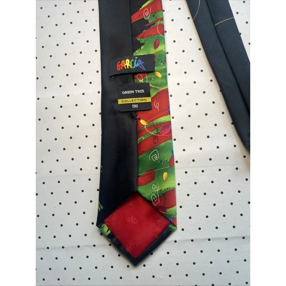 Jerry Garcia Green Tree Collection Christmas Tree Silk Tie Holiday Wearable Art